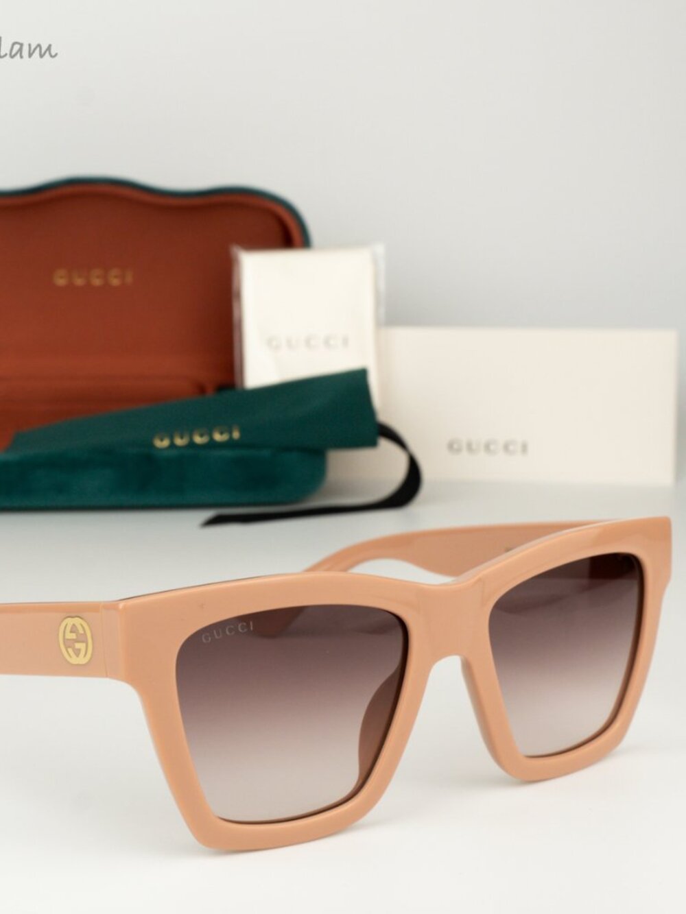 Gucci Women Sunglasses Rose Pink Brown Gradient Square GG1714S 005 BRAND NEW